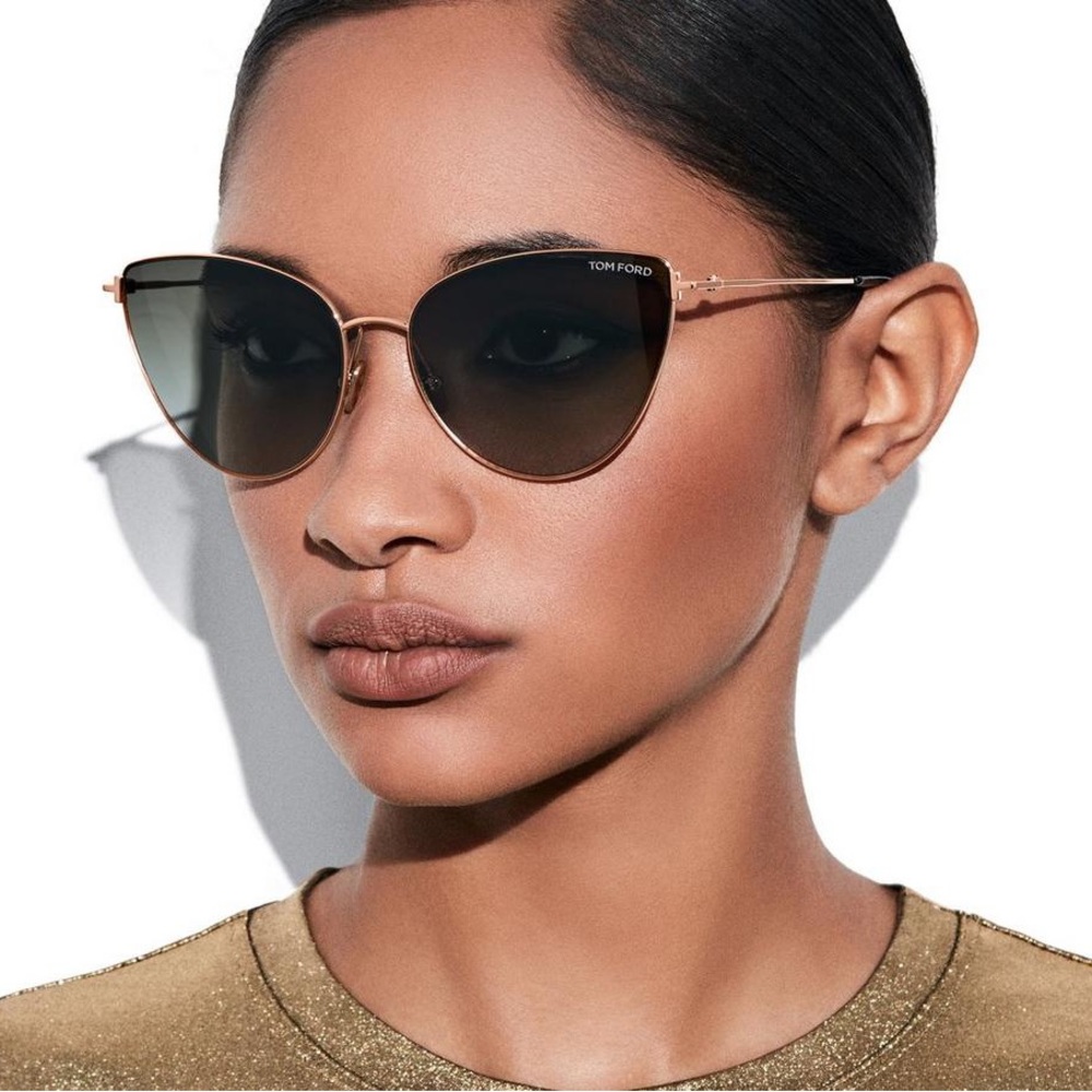Tom Ford Anais Sunglasses. Chrome reflective and silver hardware.
